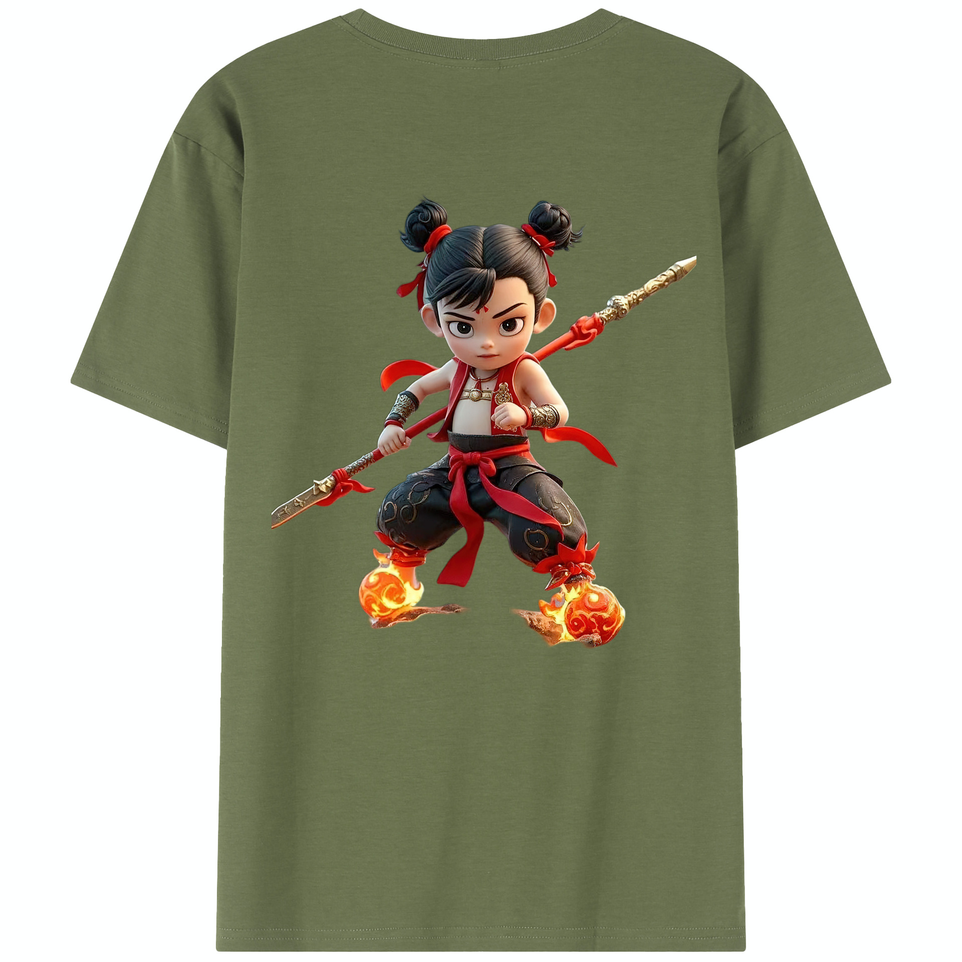 （画像用） Ne Zha 2 ナタ 魔童の大暴れ 綿100％半袖Tシャツ（背面プリント）